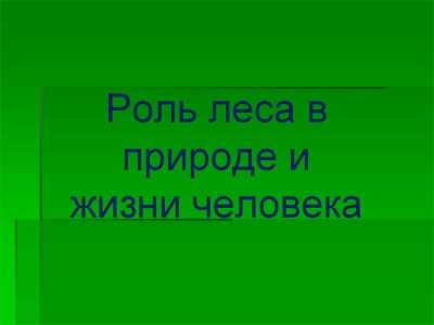 Роль леса в жизни природы 4 класс